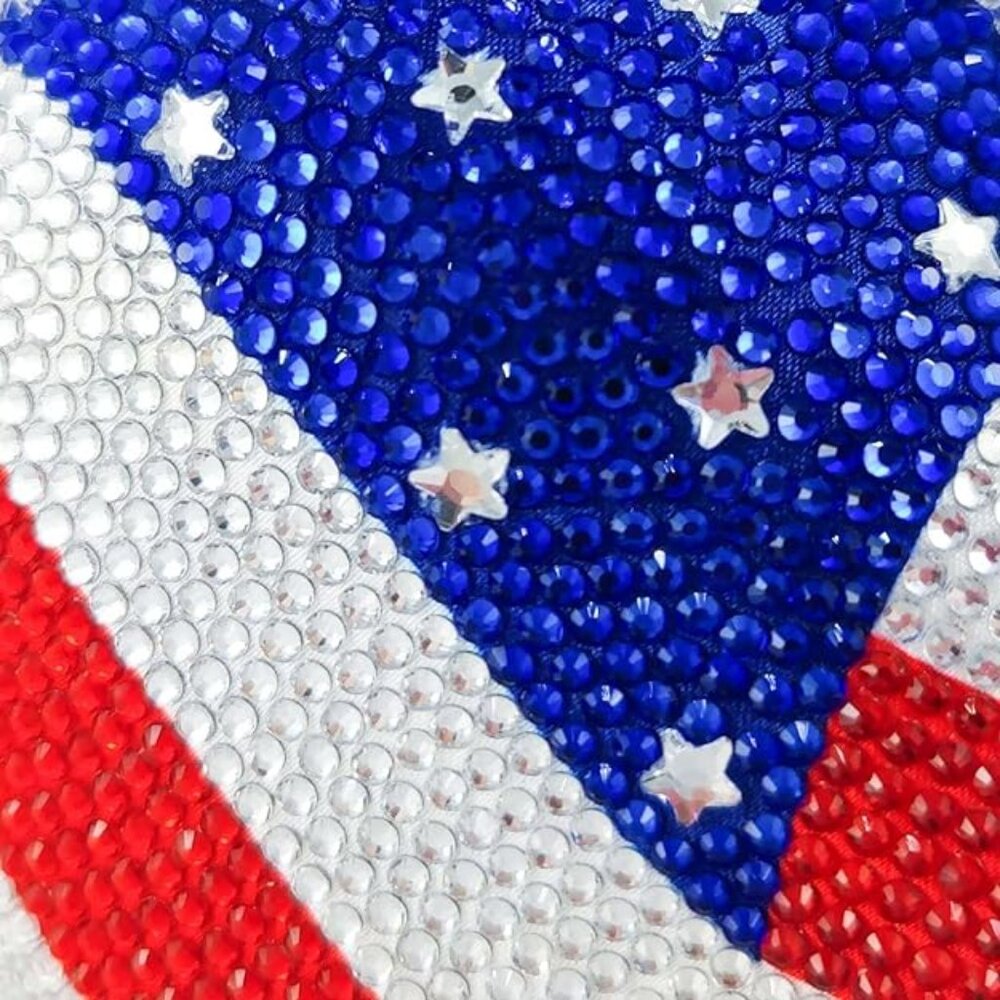 NWT Beautiful Sparkling Bling Crystal American Flag Heart Clutch Purse +… - Picture 9 of 10